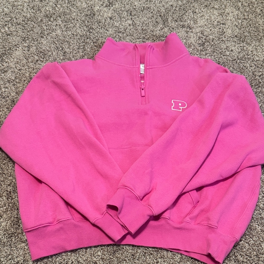 PINK Victoria's Secret Hot Pink Y2K Half-Zip Sweatshirt